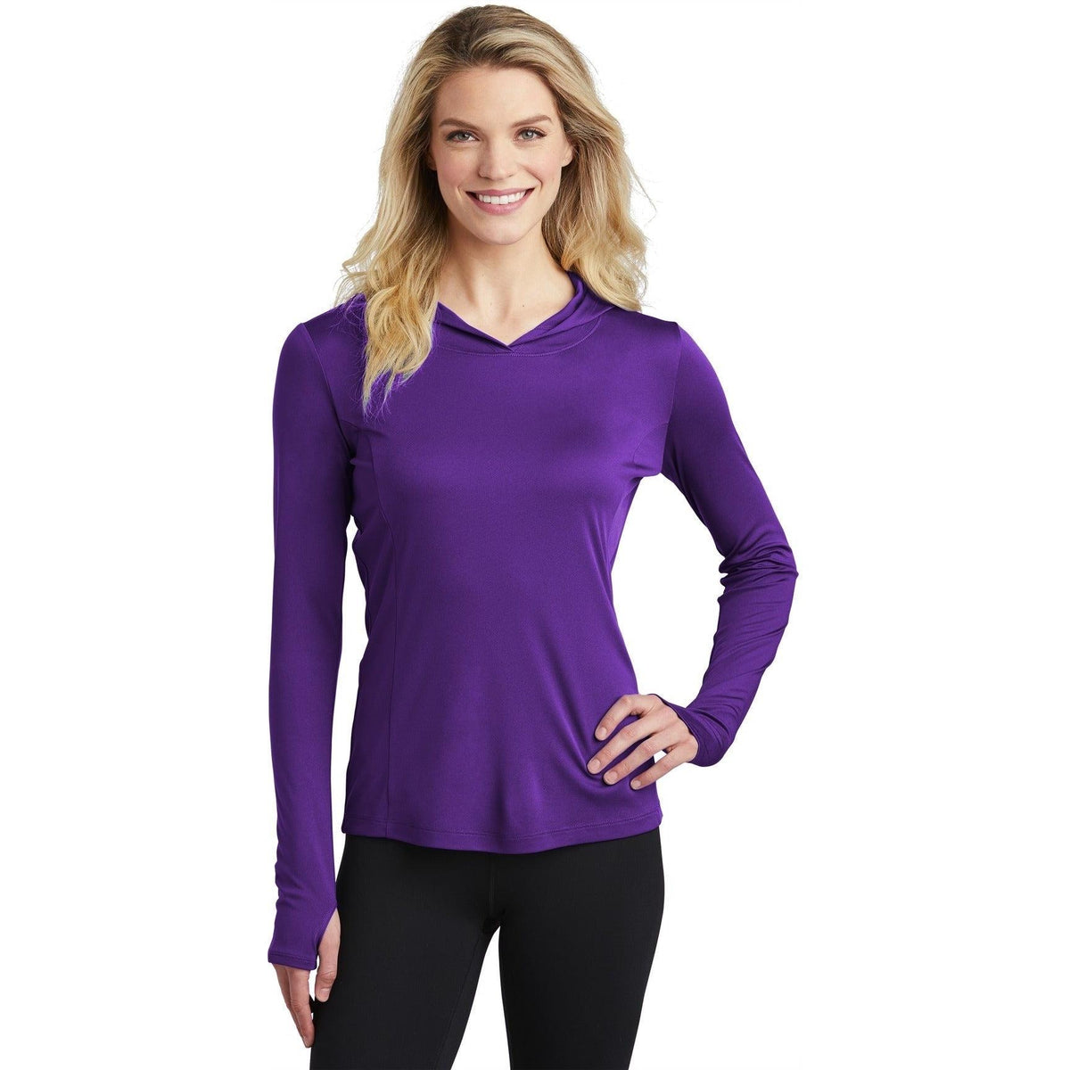 no-logo Sport-Tek Ladies Posicharge Competitor Hooded Pullover-Regular-Sport-Tek-Purple-S-Thread Logic