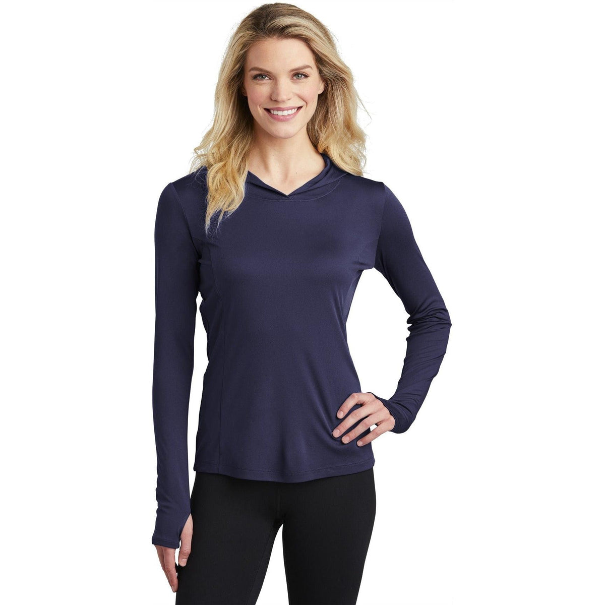 no-logo Sport-Tek Ladies Posicharge Competitor Hooded Pullover-Regular-Sport-Tek-True Navy-S-Thread Logic