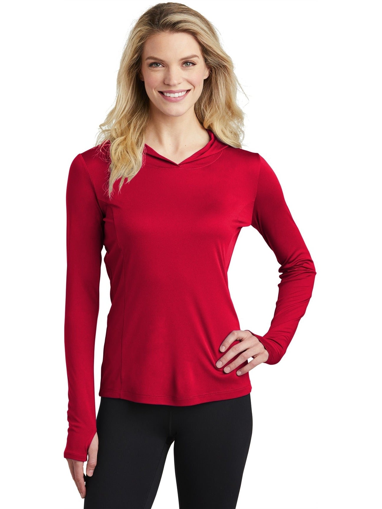 Sport-Tek Ladies Posicharge Competitor Hooded Pullover-Regular-Sport-Tek-True Red-S-Thread Logic