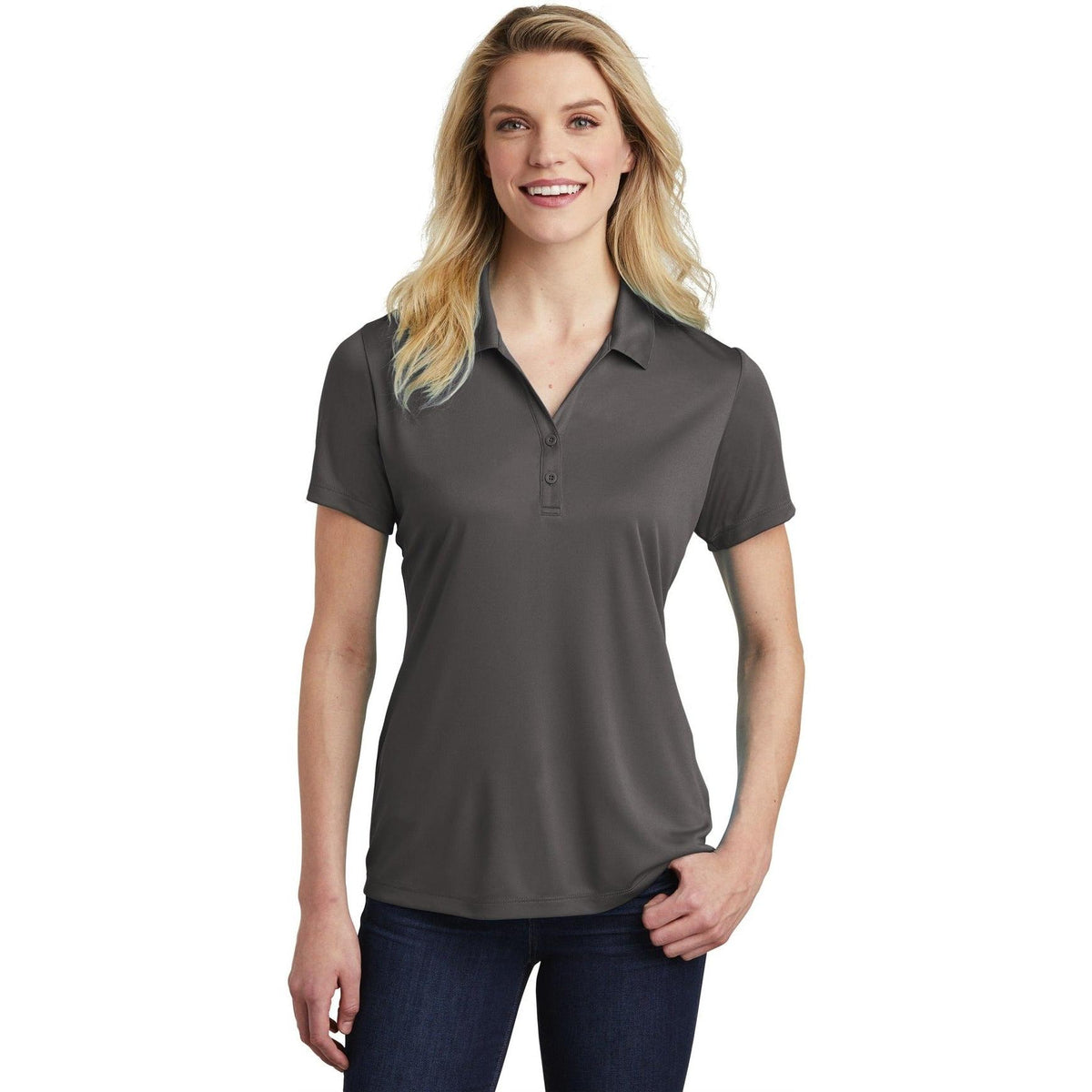 no-logo Sport-Tek Ladies Posicharge Competitor Polo-Regular-Sport-Tek-Iron Grey-S-Thread Logic