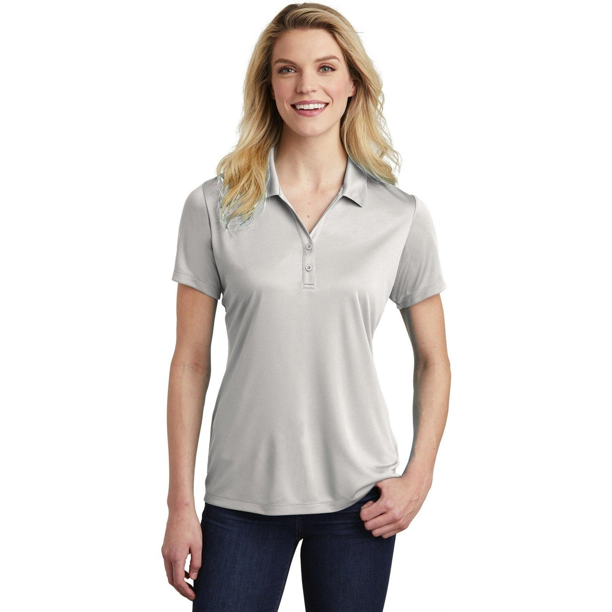 no-logo Sport-Tek Ladies Posicharge Competitor Polo-Regular-Sport-Tek-Silver-S-Thread Logic