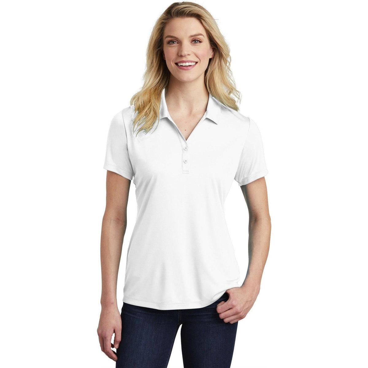 no-logo Sport-Tek Ladies Posicharge Competitor Polo-Regular-Sport-Tek-White-S-Thread Logic