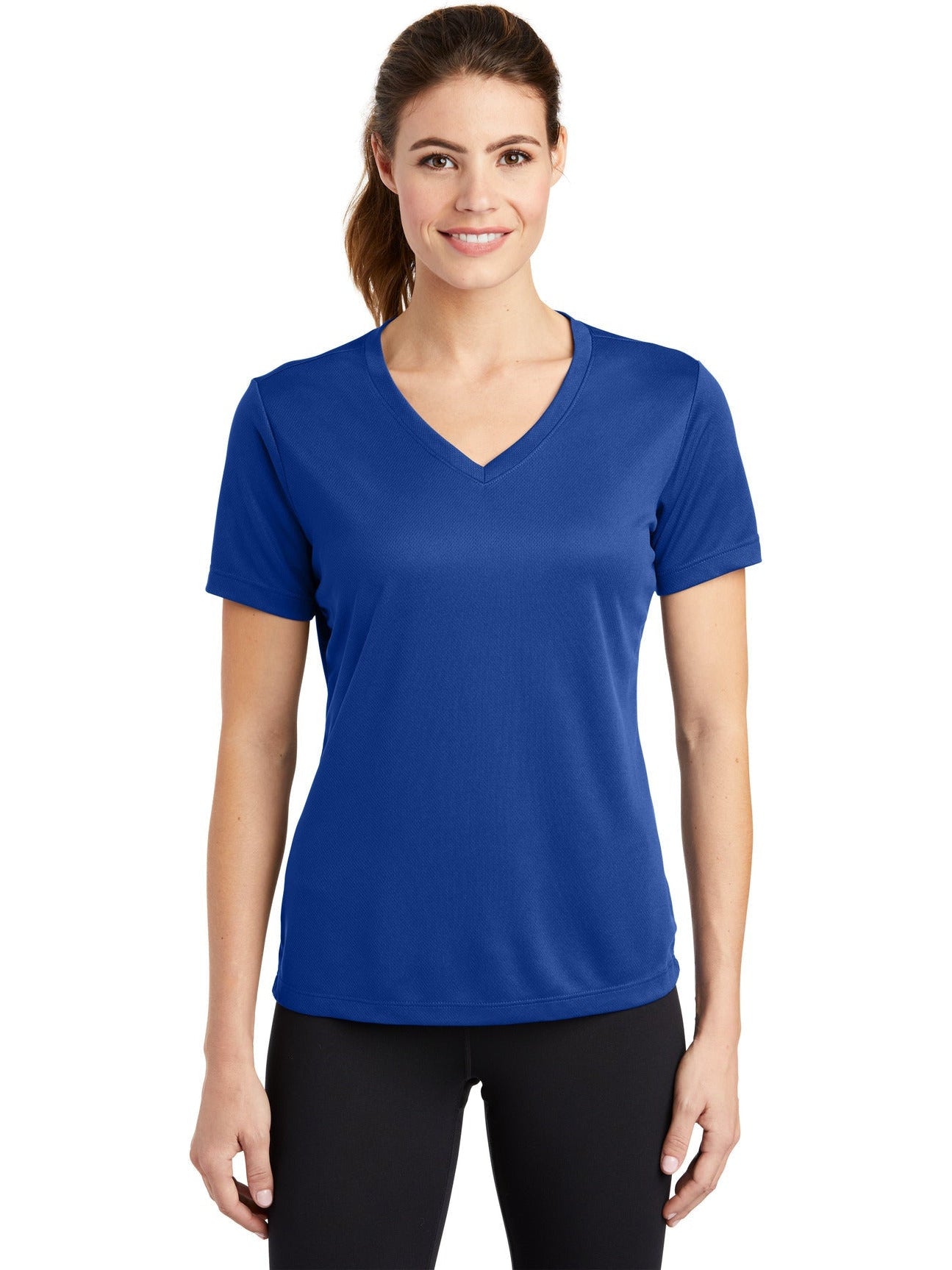 Sport-Tek Ladies Posicharge Racermesh V-Neck Tee-Regular-Sport-Tek-True Royal-S-Thread Logic