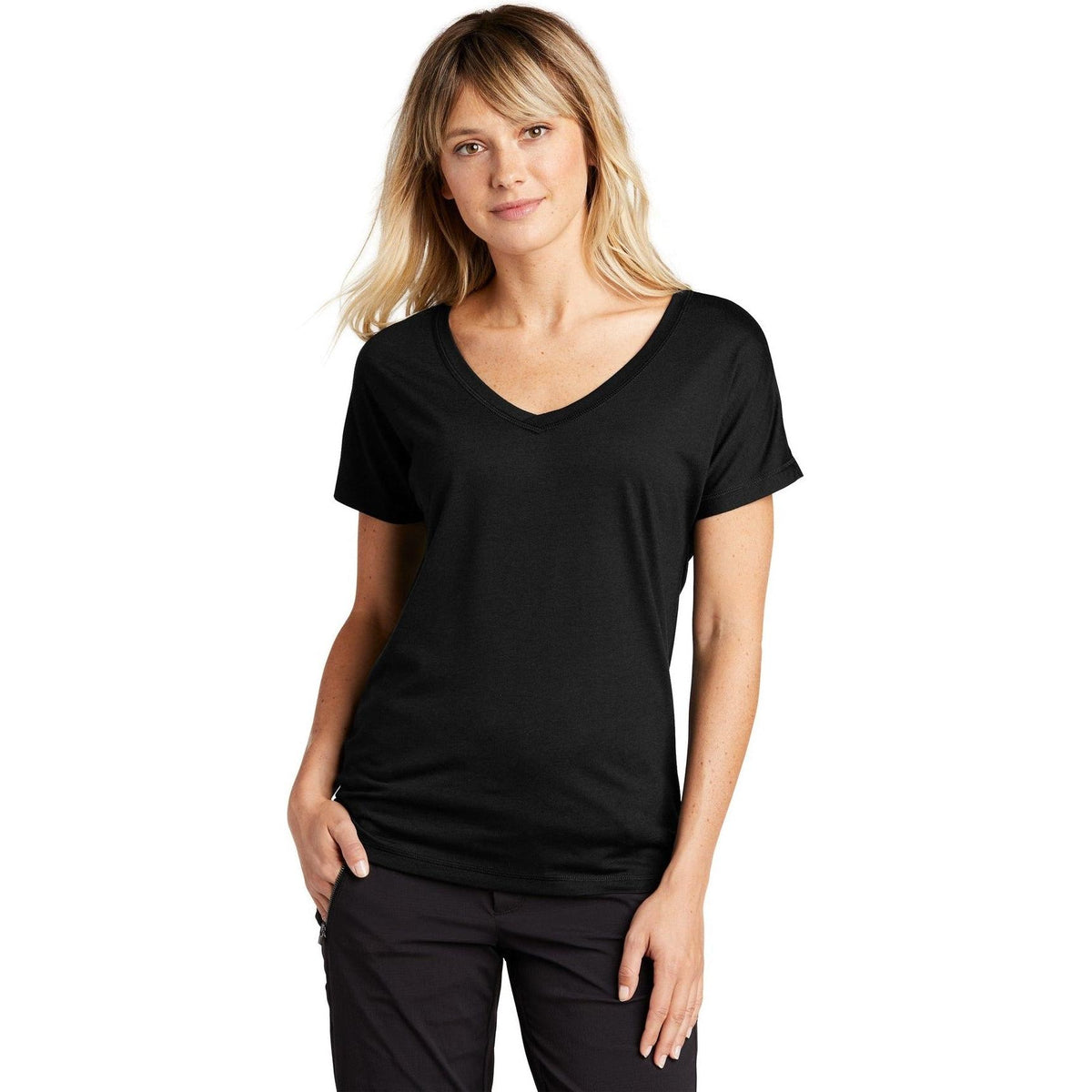 no-logo Sport-Tek Ladies Posicharge Tri-Blend Wicking Dolman Tee-Active-Sport-Tek-Black Triad Solid-S-Thread Logic