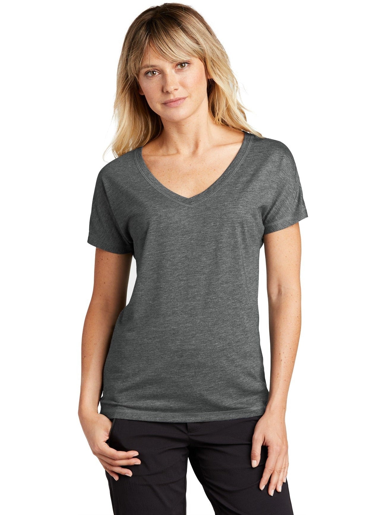 Sport-Tek Ladies Posicharge Tri-Blend Wicking Dolman Tee-Active-Sport-Tek-Dark Grey Heather-S-Thread Logic
