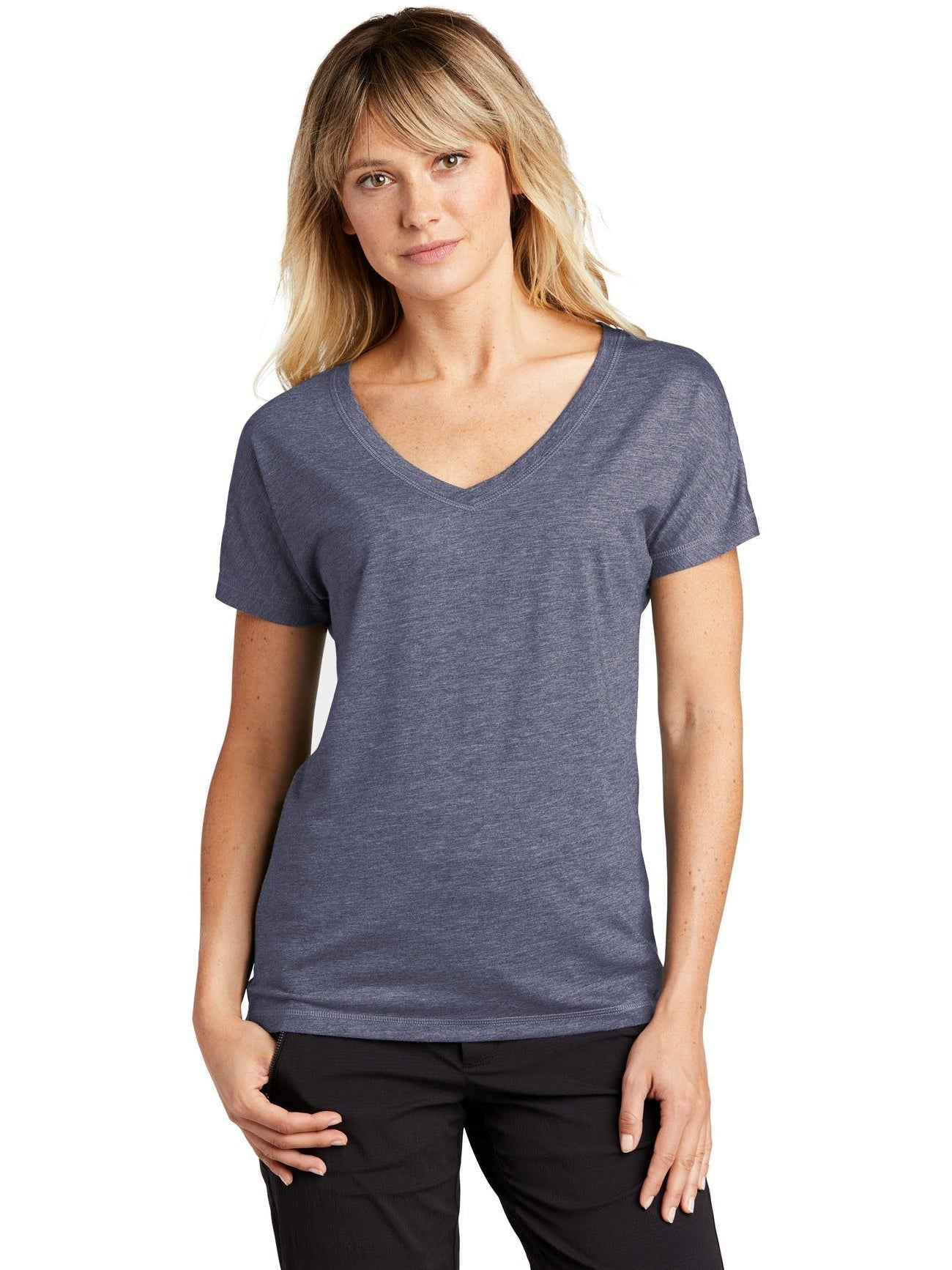No-Logo CLOSEOUT - Sport-Tek Ladies Posicharge Tri-Blend Wicking Dolman Tee-Polos-Sport-Tek-True Navy Heather-S-Thread Logic
