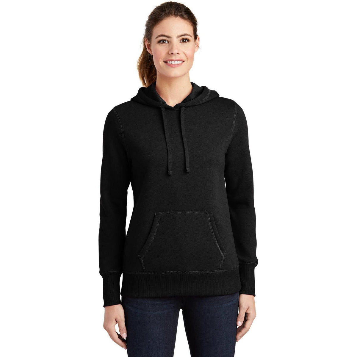 no-logo Sport-Tek Women's Pullover Hooded Sweatshirt-Hoodies-Sport-Tek-Black-XS-Thread Logic