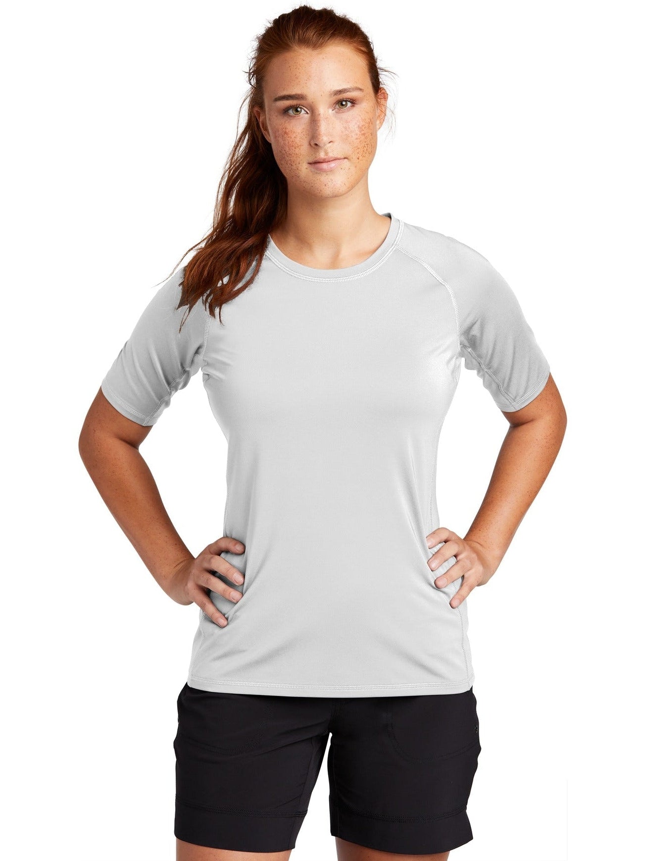 Sport-Tek Ladies Rashguard Tee-Regular-Sport-Tek-White-S-Thread Logic