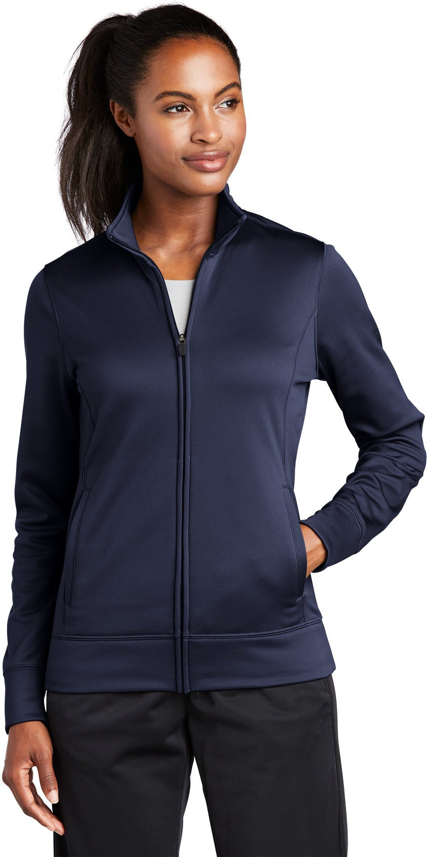 Sport-Tek Ladies Sport-Wick Fleece Full-Zip Jacket-Regular-Sport-Tek-Navy-S-Thread Logic