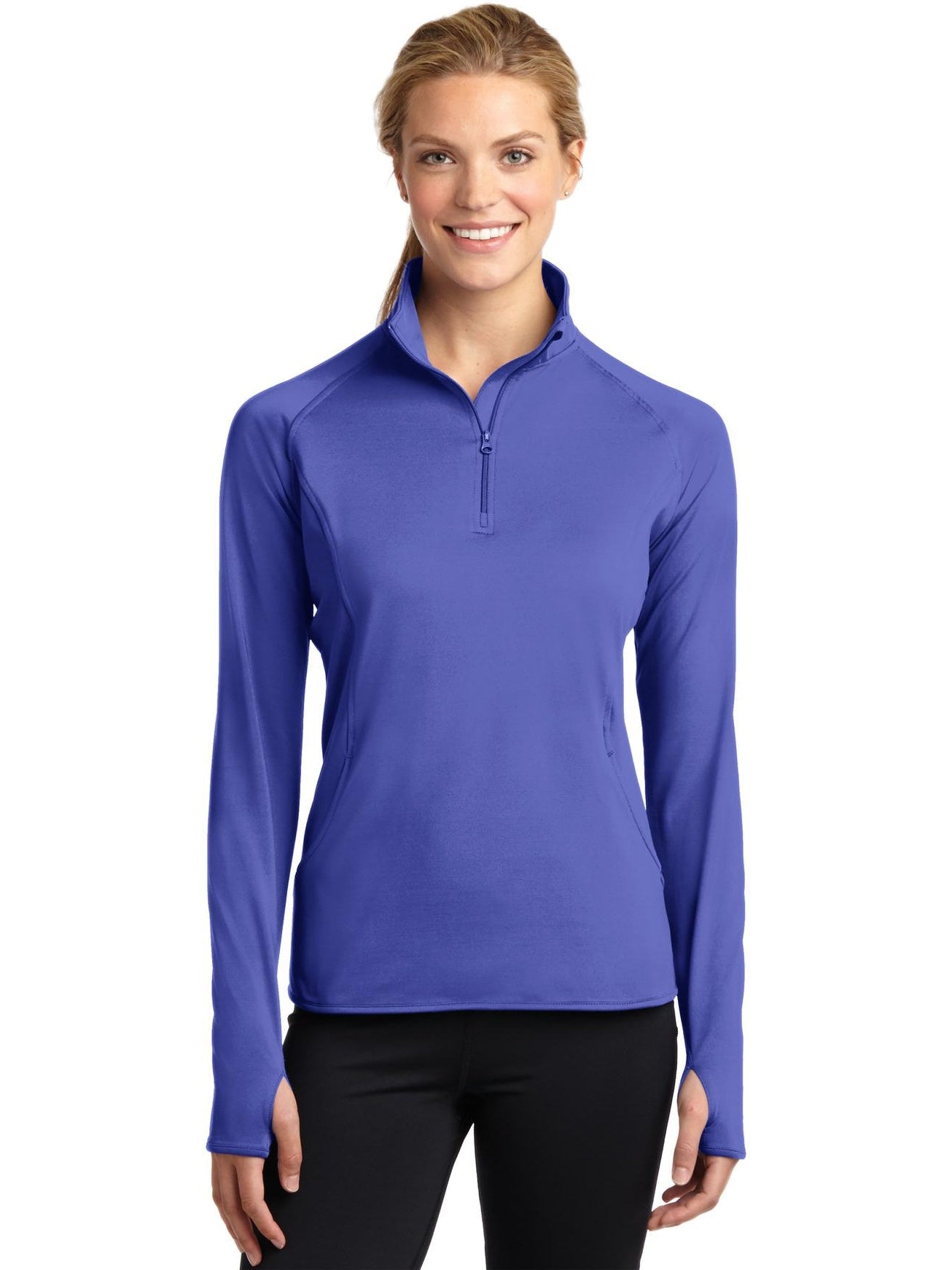 Sport-Tek Ladies Sport-Wick Stretch 1/2-Zip-Regular-Sport-Tek-Iris Purple-XS-Thread Logic