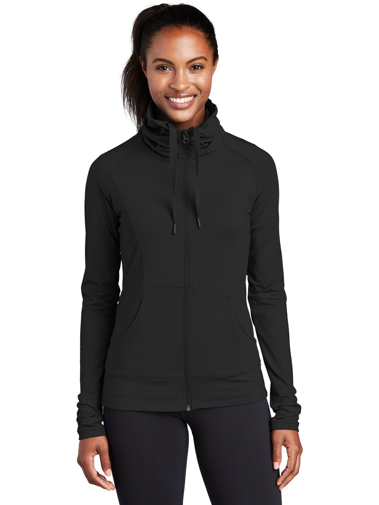 Sport-Tek Ladies Sport-Wick Stretch Full-Zip-Regular-Sport-Tek-Black-XS-Thread Logic