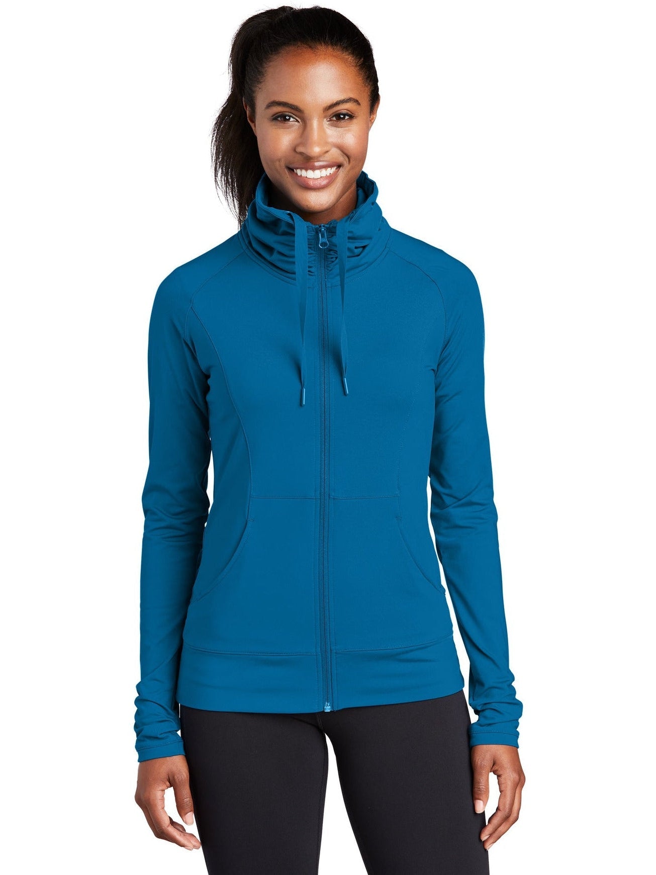 Sport-Tek Ladies Sport-Wick Stretch Full-Zip-Regular-Sport-Tek-Peacock Blue-XS-Thread Logic