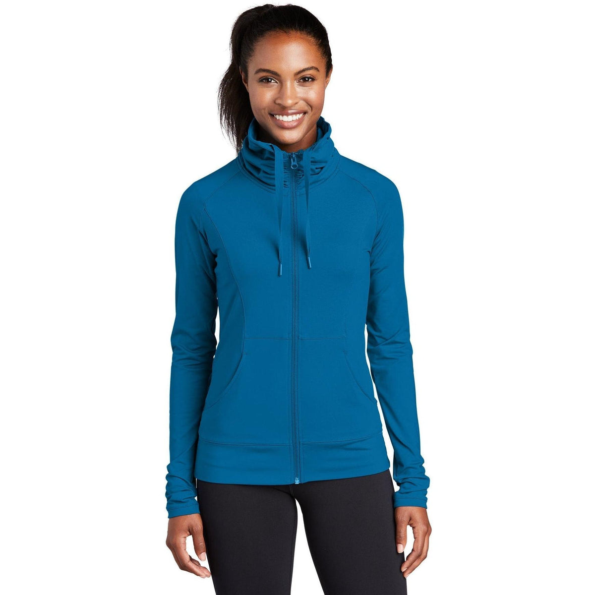 no-logo Sport-Tek Women's Sport-Wick Stretch Full-Zip-Full Zips-Sport-Tek-Peacock Blue-XS-Thread Logic