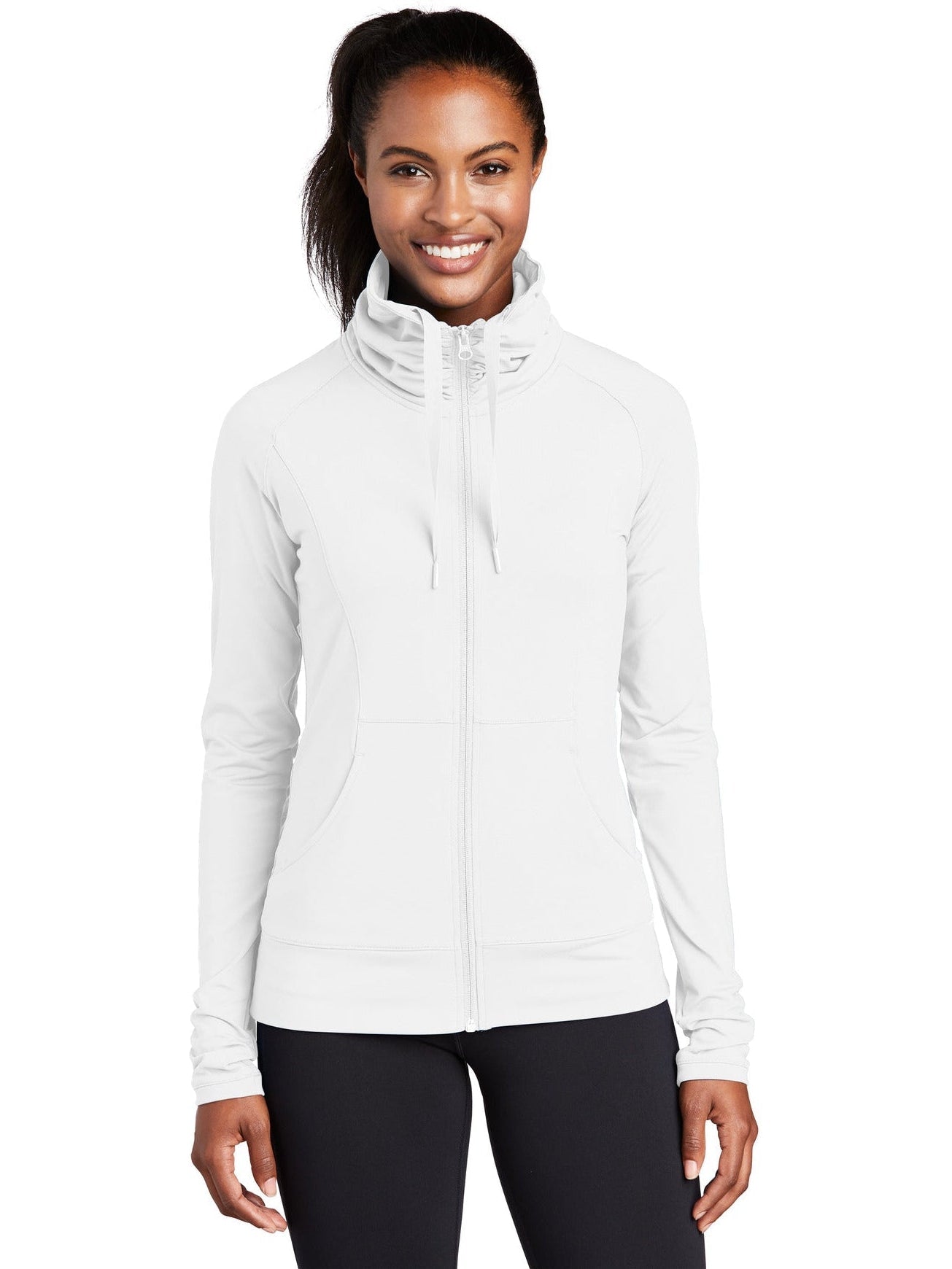 Sport-Tek Ladies Sport-Wick Stretch Full-Zip-Regular-Sport-Tek-White-XS-Thread Logic