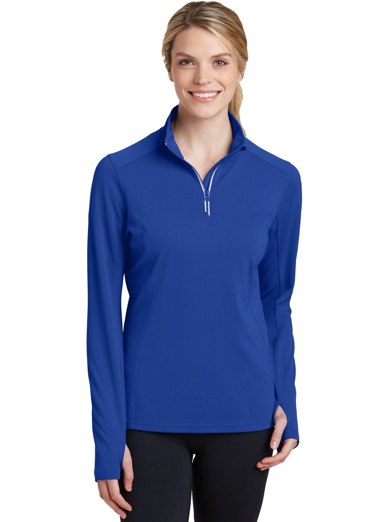 Sport-Tek Ladies Sport-Wick Textured 1/4-Zip Pullover-Regular-Sport-Tek-True Royal-S-Thread Logic