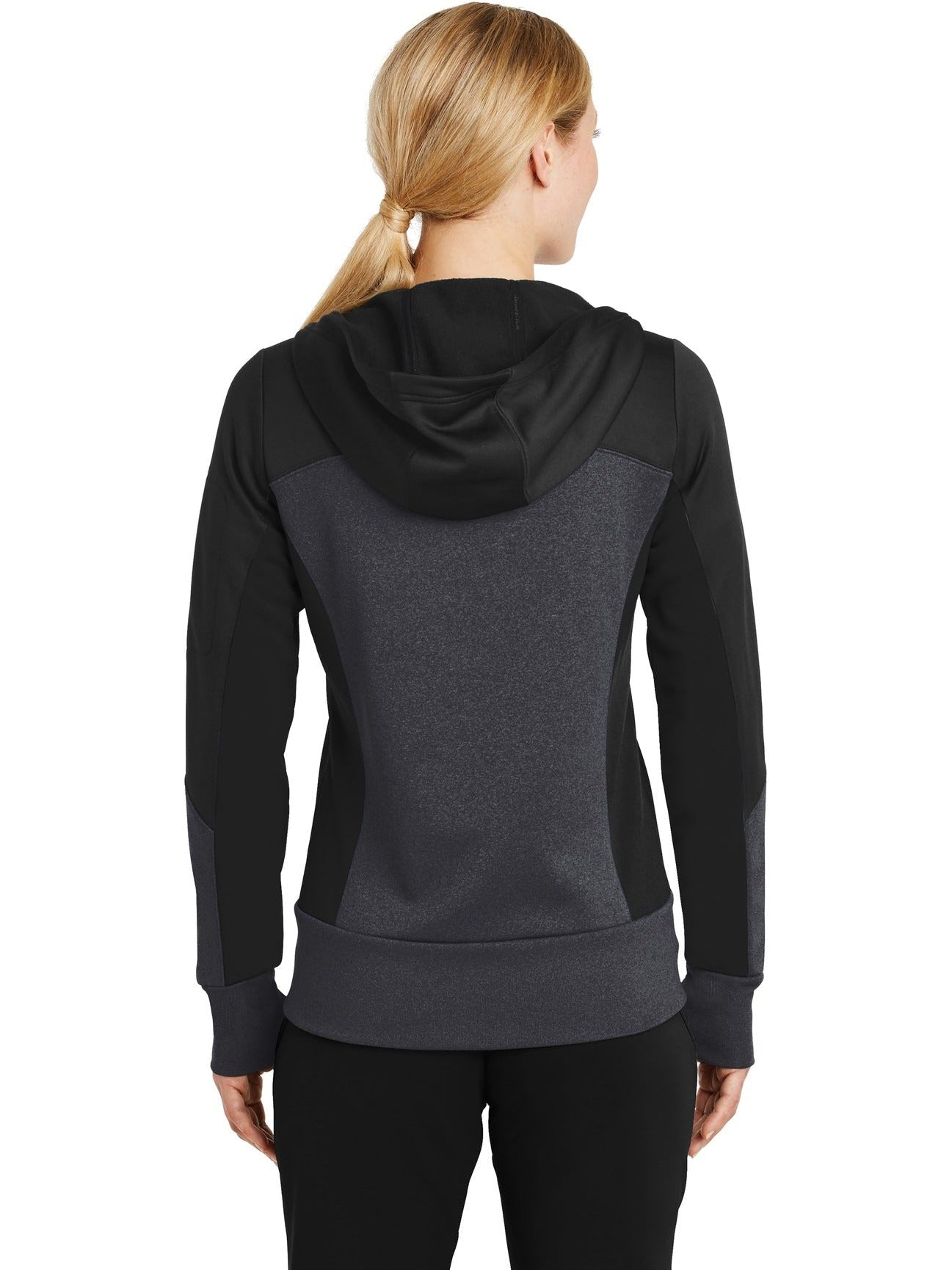 no-logo Sport-Tek Ladies Tech Fleece Colorblock Full-Zip Hooded Jacket-Regular-Sport-Tek-Thread Logic