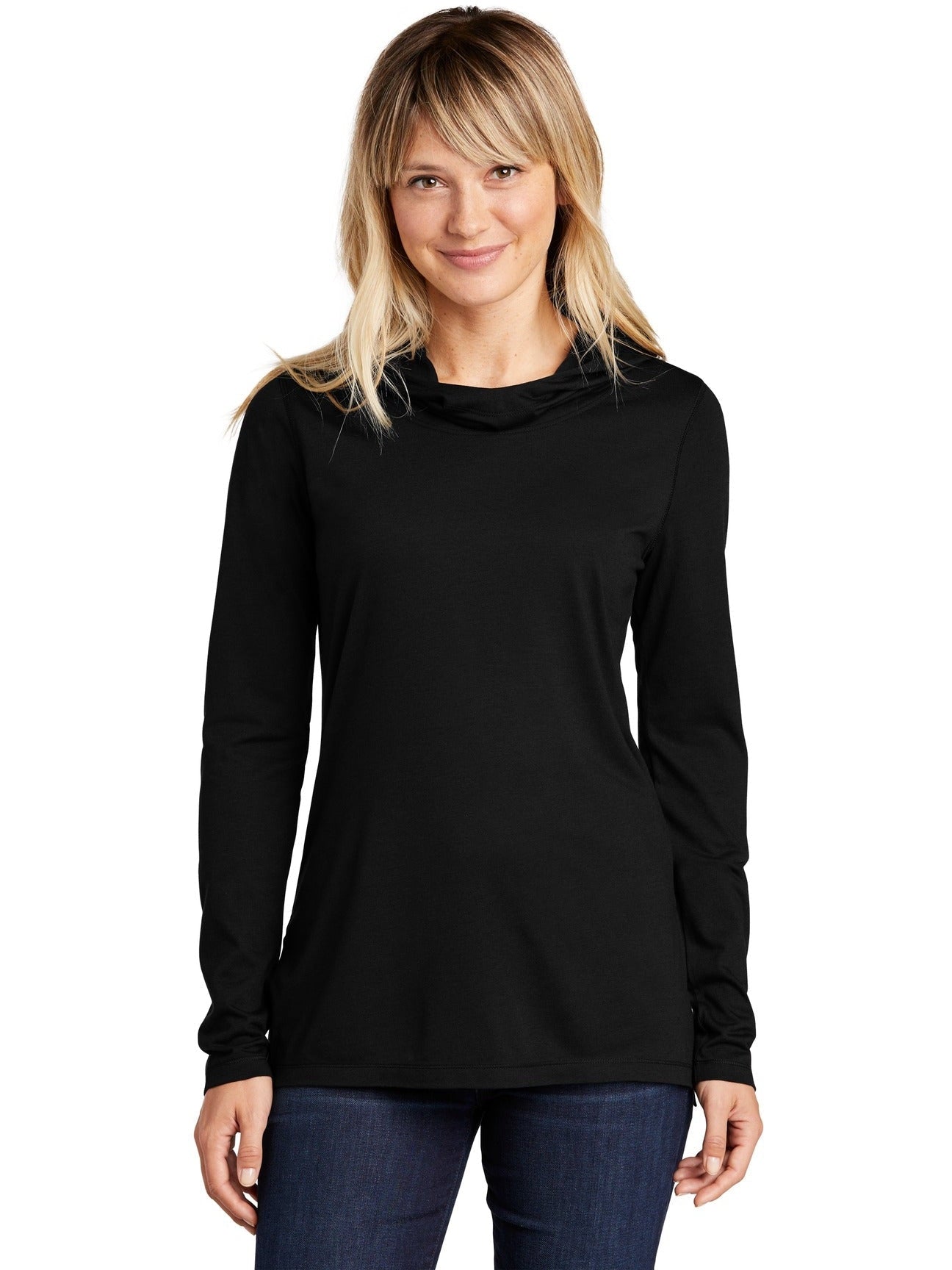Sport-Tek Ladies Tri-Blend Wicking Long Sleeve Hoodie-Regular-Sport-Tek-Black Triad Solid-XS-Thread Logic