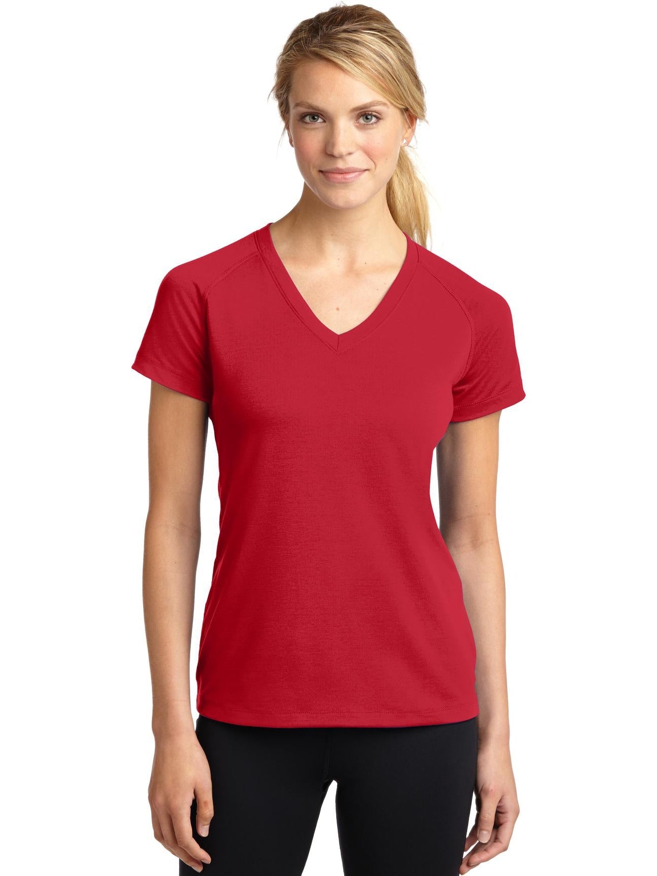 Sport-Tek Ladies Ultimate Performance V-Neck-Regular-Sport-Tek-True Red-XS-Thread Logic