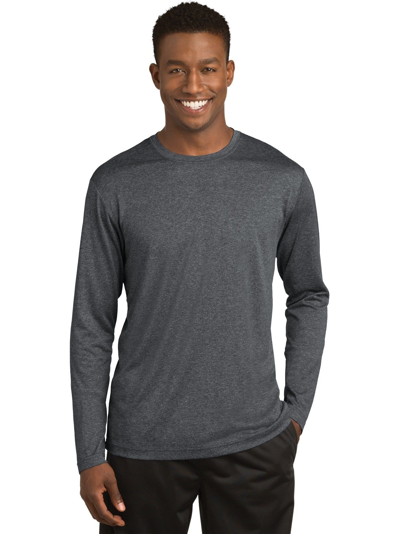 Sport-Tek Long Sleeve Heather Contender Tee-Regular-Sport-Tek-Graphite Heather-S-Thread Logic