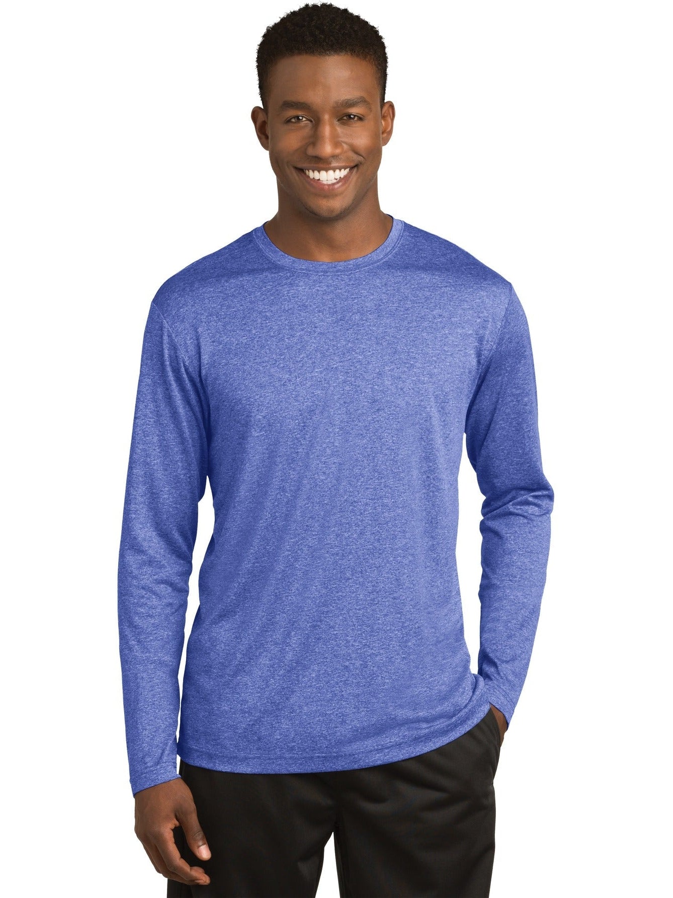 Sport-Tek Long Sleeve Heather Contender Tee-Regular-Sport-Tek-True Royal Heather-S-Thread Logic