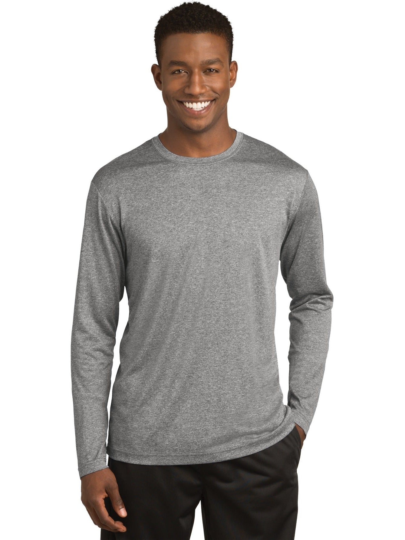 Sport-Tek Long Sleeve Heather Contender Tee-Regular-Sport-Tek-Vintage Heather-S-Thread Logic