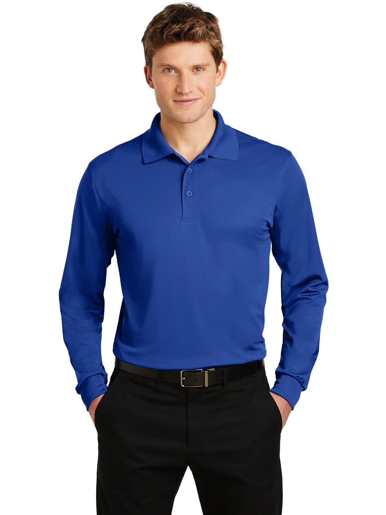 Sport-Tek Long Sleeve Micropique Sport-Wick Polo-Regular-Sport-Tek-True Royal-S-Thread Logic