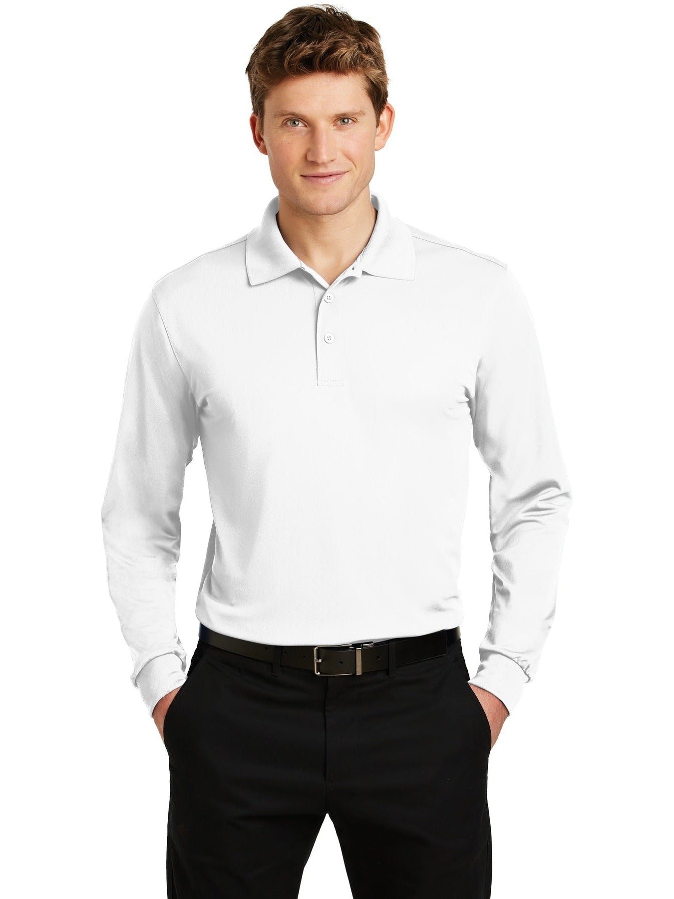 Sport-Tek Long Sleeve Micropique Sport-Wick Polo-Regular-Sport-Tek-White-S-Thread Logic