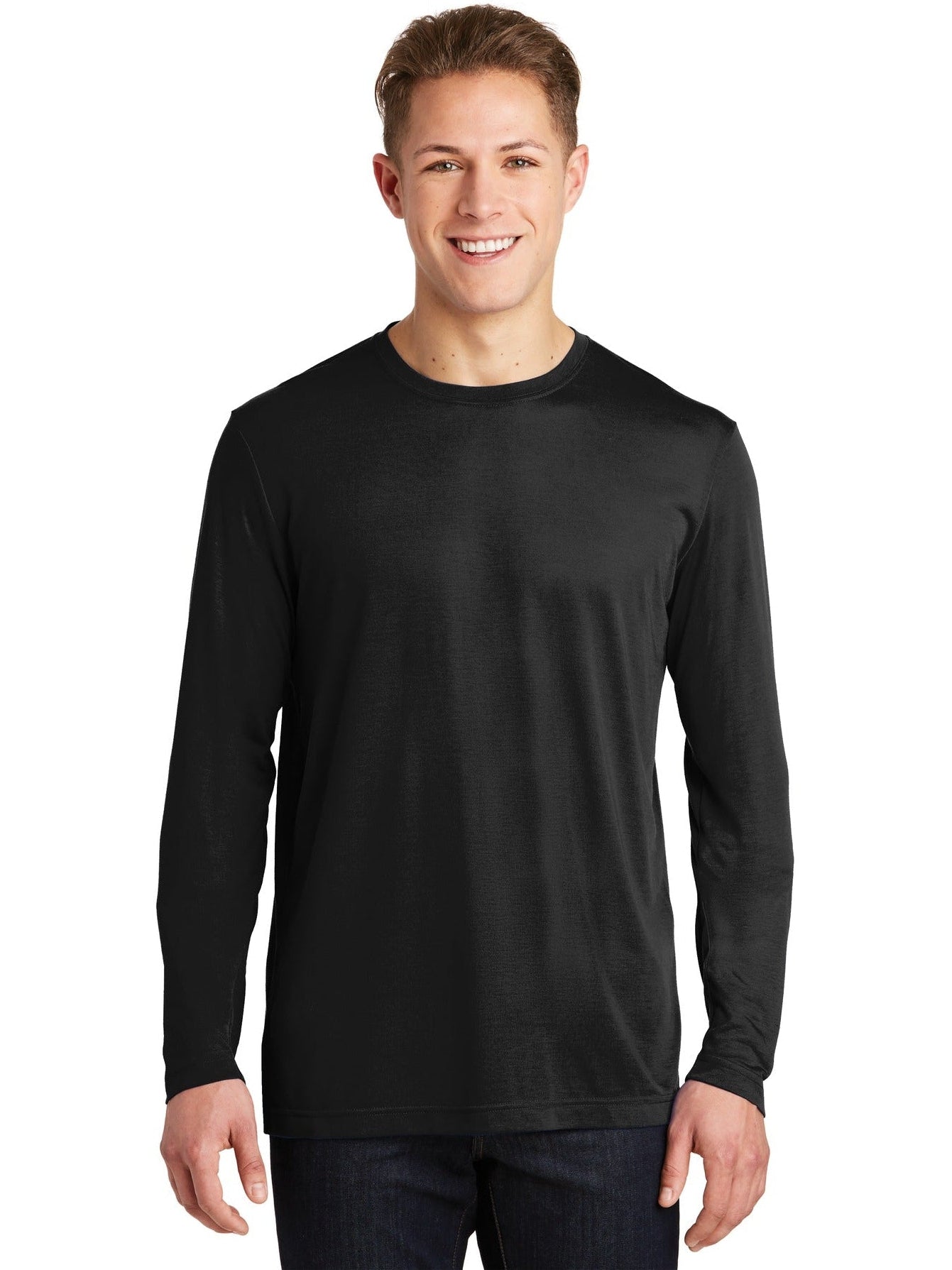 Sport-Tek Long Sleeve Posicharge Competitor Cotton Touch Tee-Regular-Sport-Tek-Black-S-Thread Logic