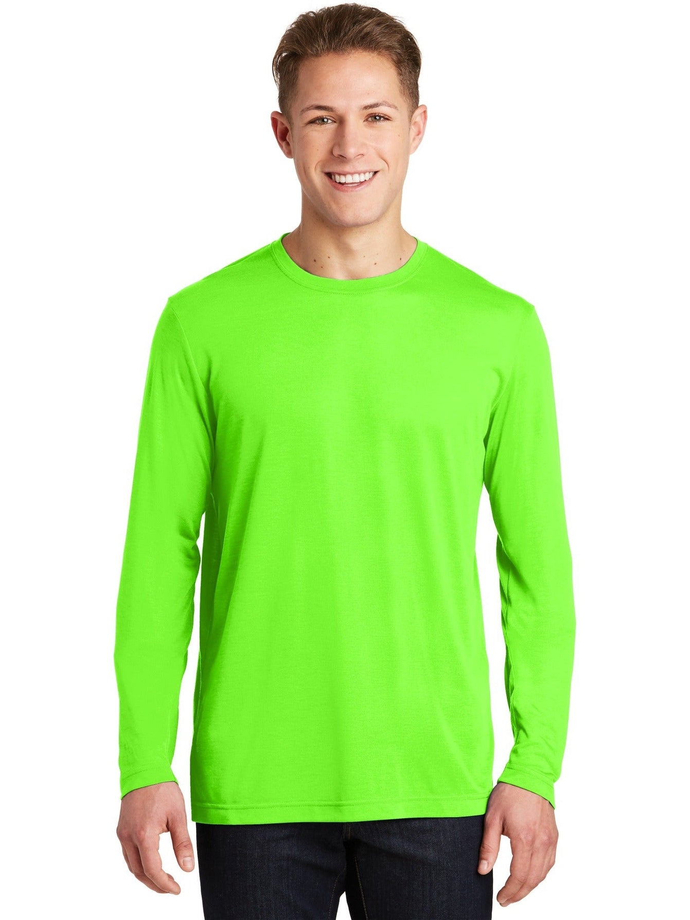 Sport-Tek Long Sleeve Posicharge Competitor Cotton Touch Tee-Regular-Sport-Tek-Neon Green-S-Thread Logic