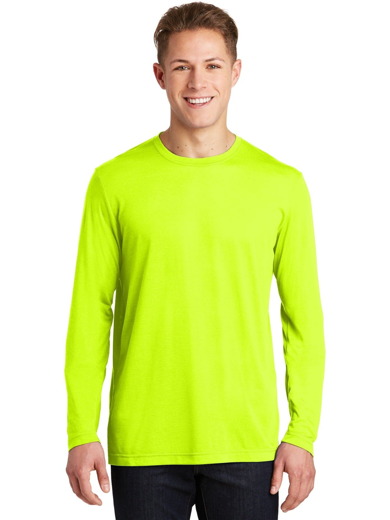 Sport-Tek Long Sleeve Posicharge Competitor Cotton Touch Tee-Regular-Sport-Tek-Neon Yellow-S-Thread Logic