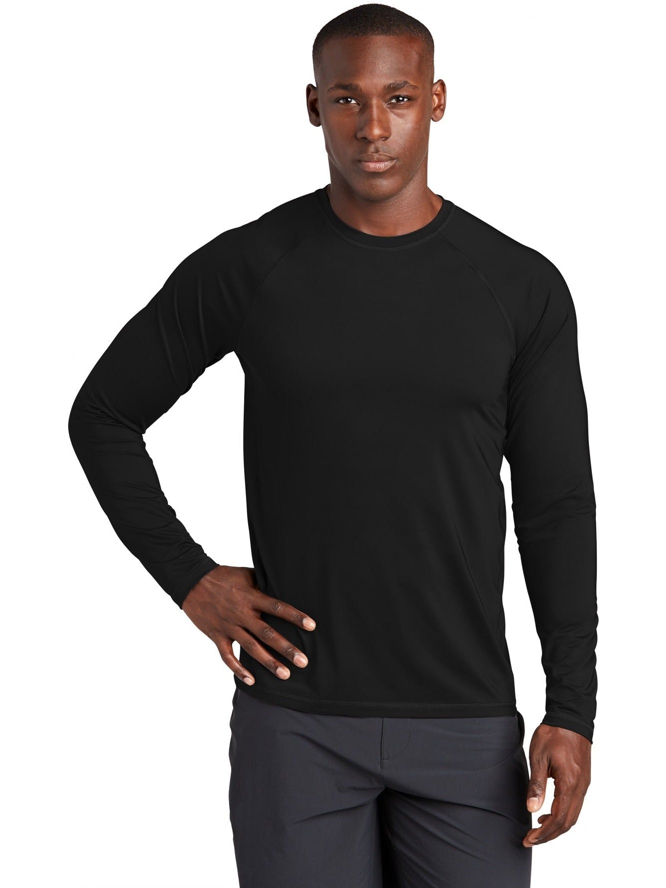 Sport-Tek Long Sleeve Rashguard Tee-Regular-Sport-Tek-Black-S-Thread Logic