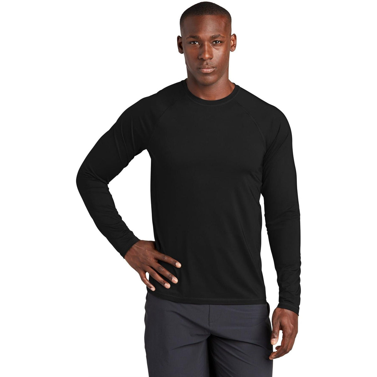 no-logo Sport-Tek Long Sleeve Rashguard Tee-Regular-Sport-Tek-Black-S-Thread Logic
