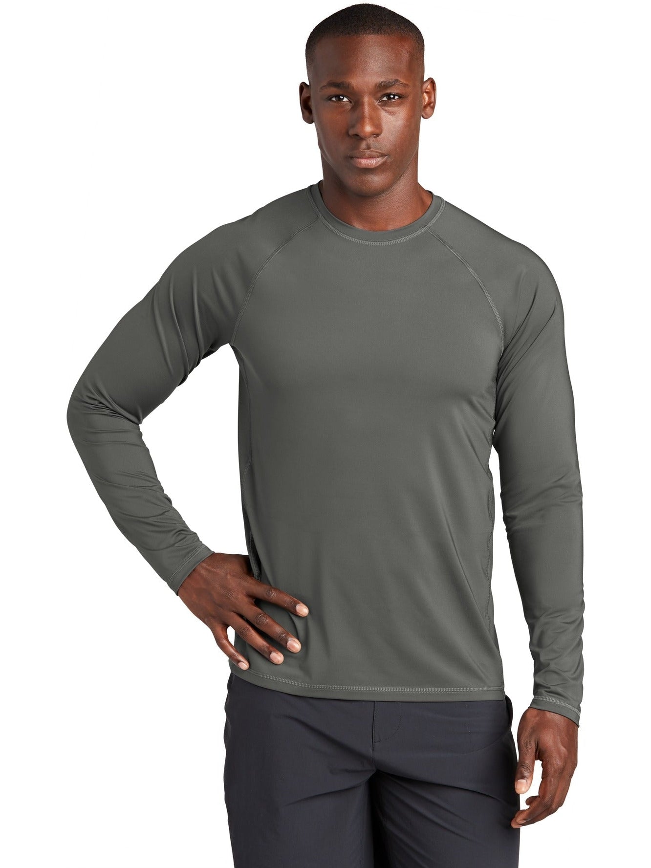 Sport-Tek Long Sleeve Rashguard Tee-Regular-Sport-Tek-Dark Smoke Grey-S-Thread Logic