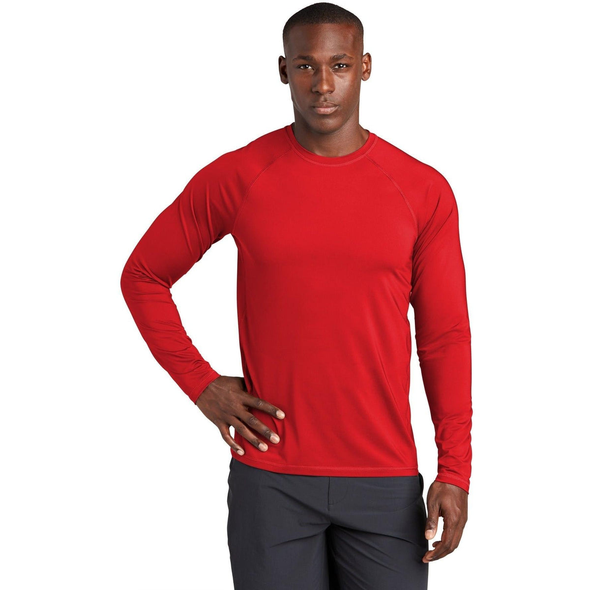 no-logo Sport-Tek Long Sleeve Rashguard Tee-Regular-Sport-Tek-True Red-S-Thread Logic