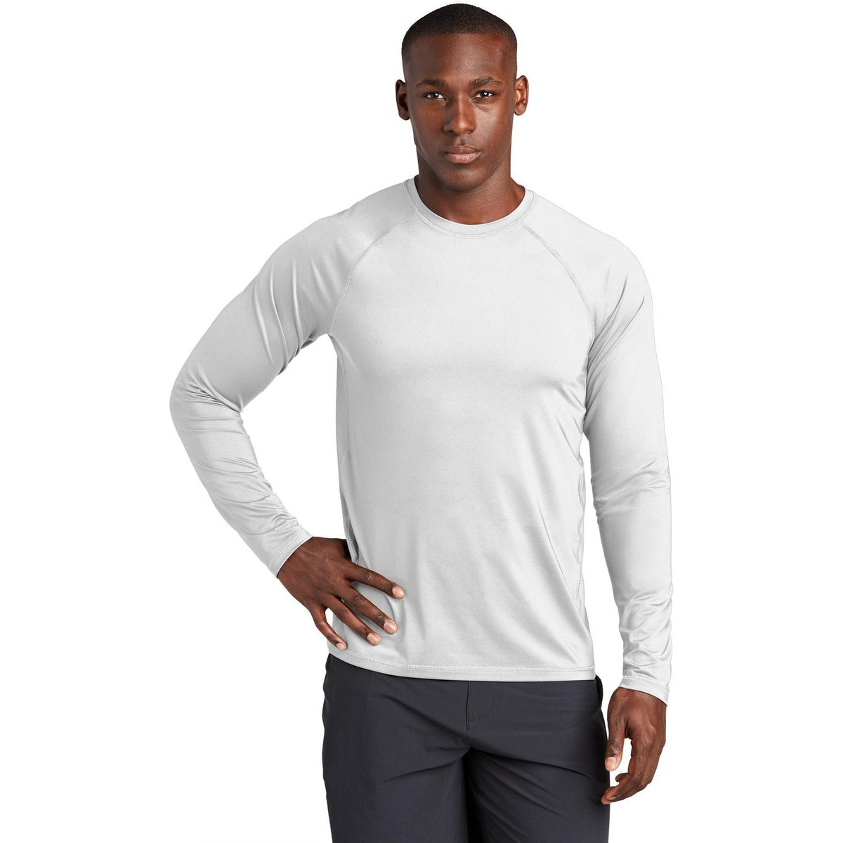 no-logo Sport-Tek Long Sleeve Rashguard Tee-Regular-Sport-Tek-White-S-Thread Logic