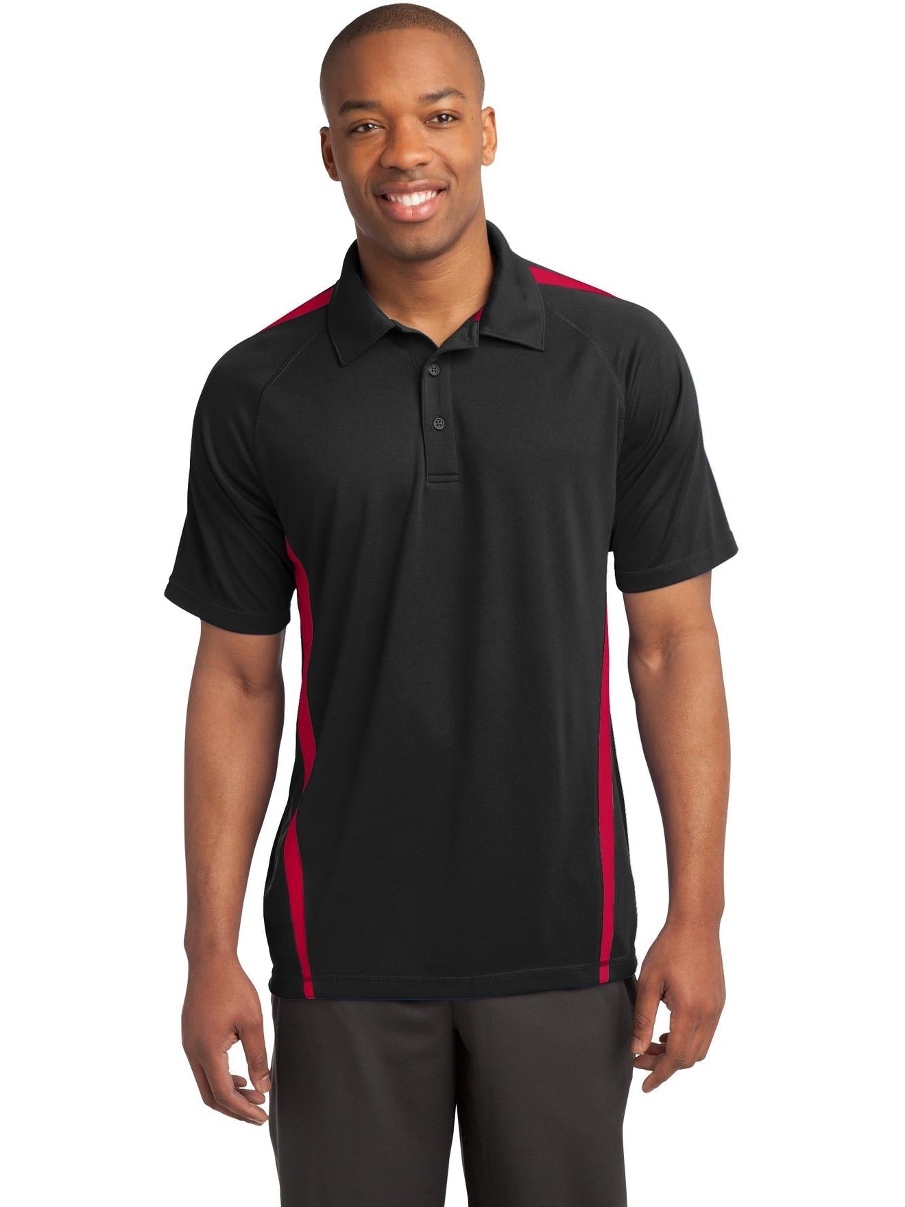Sport-Tek Micro-Mesh Colorblock Polo-Regular-Sport-Tek-Black/Red-S-Thread Logic