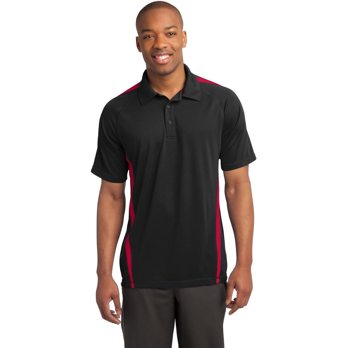 no-logo Sport-Tek Micro-Mesh Colorblock Polo-Regular-Sport-Tek-Black/Red-S-Thread Logic