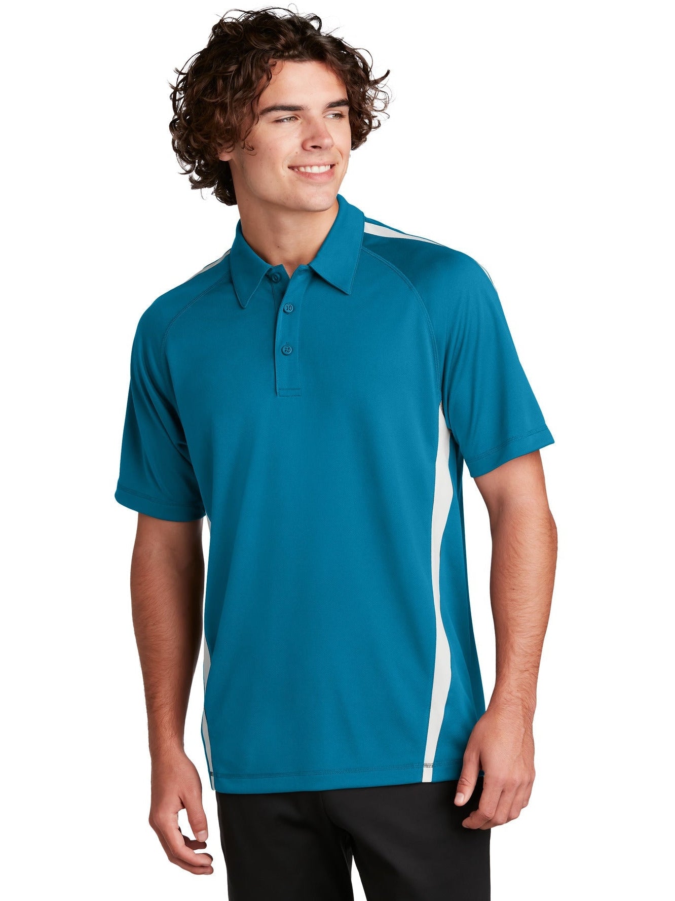 Sport-Tek Micro-Mesh Colorblock Polo-Regular-Sport-Tek-Blue Wake/White-S-Thread Logic