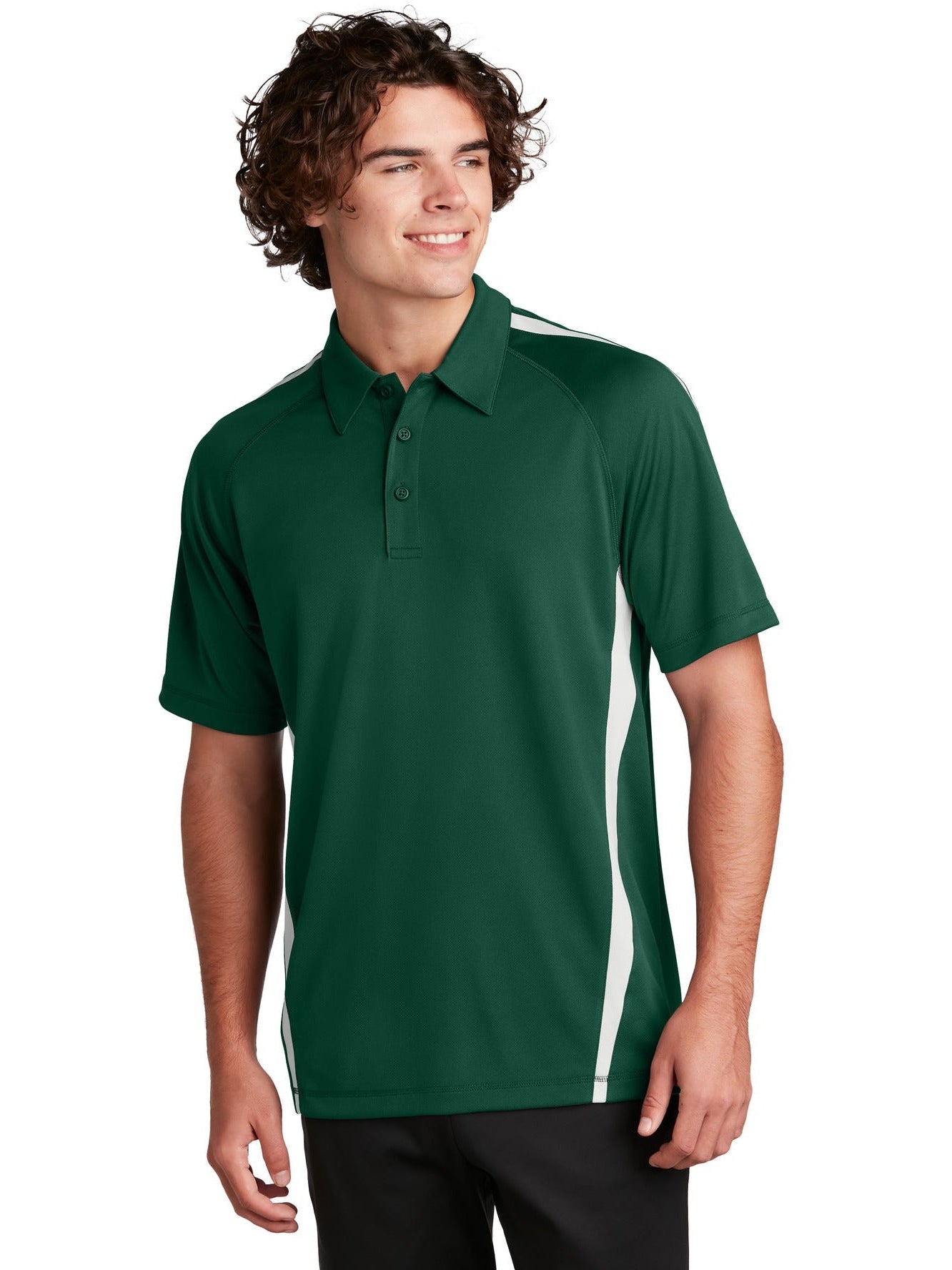 Sport-Tek Micro-Mesh Colorblock Polo-Regular-Sport-Tek-Forest Green/White-S-Thread Logic