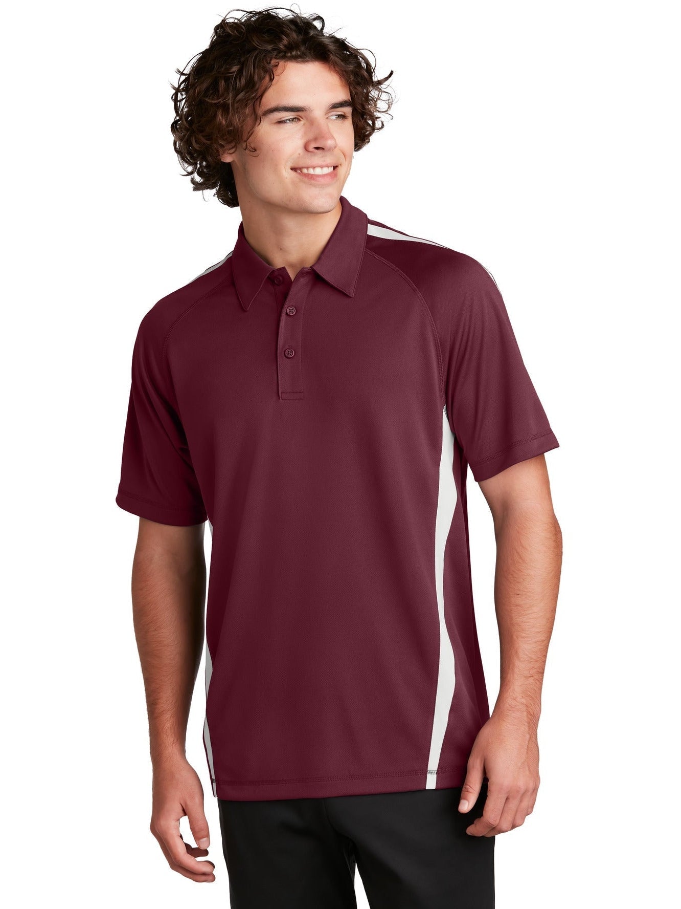 Sport-Tek Micro-Mesh Colorblock Polo-Regular-Sport-Tek-Maroon/White-S-Thread Logic