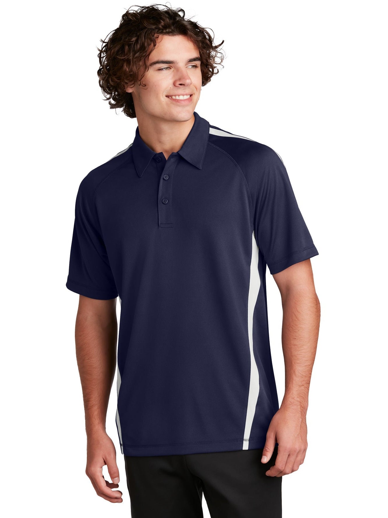 Sport-Tek Micro-Mesh Colorblock Polo-Regular-Sport-Tek-True Navy/White-S-Thread Logic