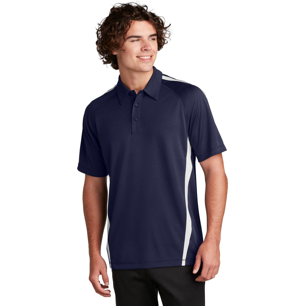no-logo Sport-Tek Micro-Mesh Colorblock Polo-Regular-Sport-Tek-True Navy/White-S-Thread Logic