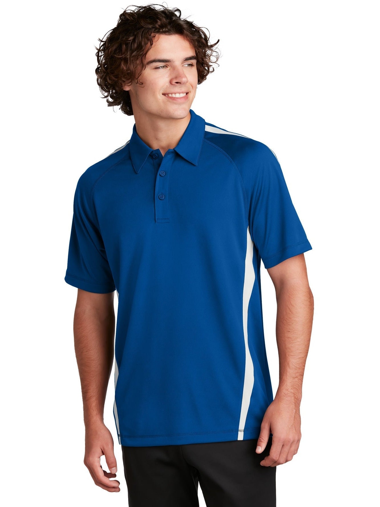 Sport-Tek Micro-Mesh Colorblock Polo-Regular-Sport-Tek-True Royal/White-S-Thread Logic