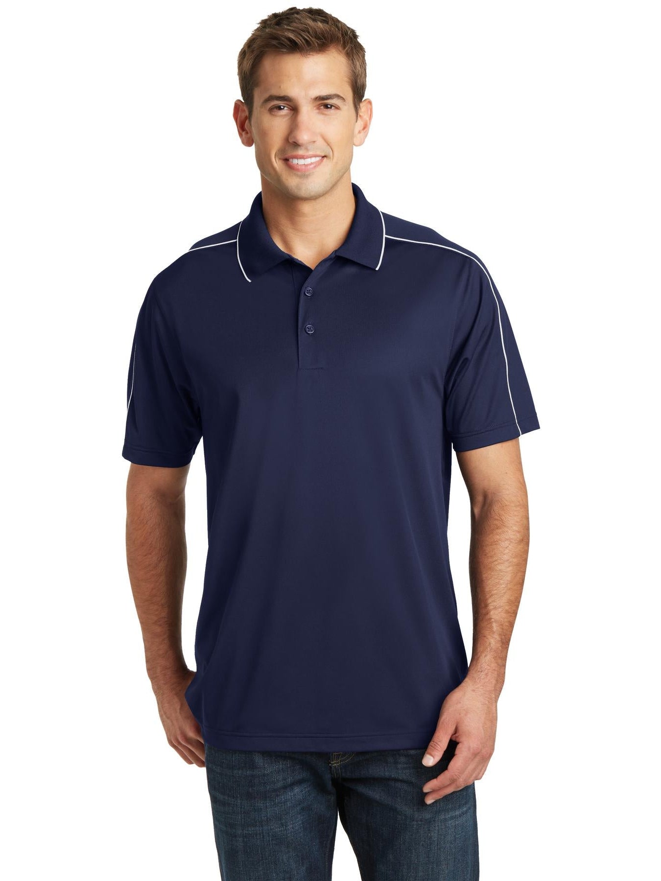 Sport-Tek Micropique Sport-Wick Piped Polo-Regular-Sport-Tek-True Navy/White-S-Thread Logic