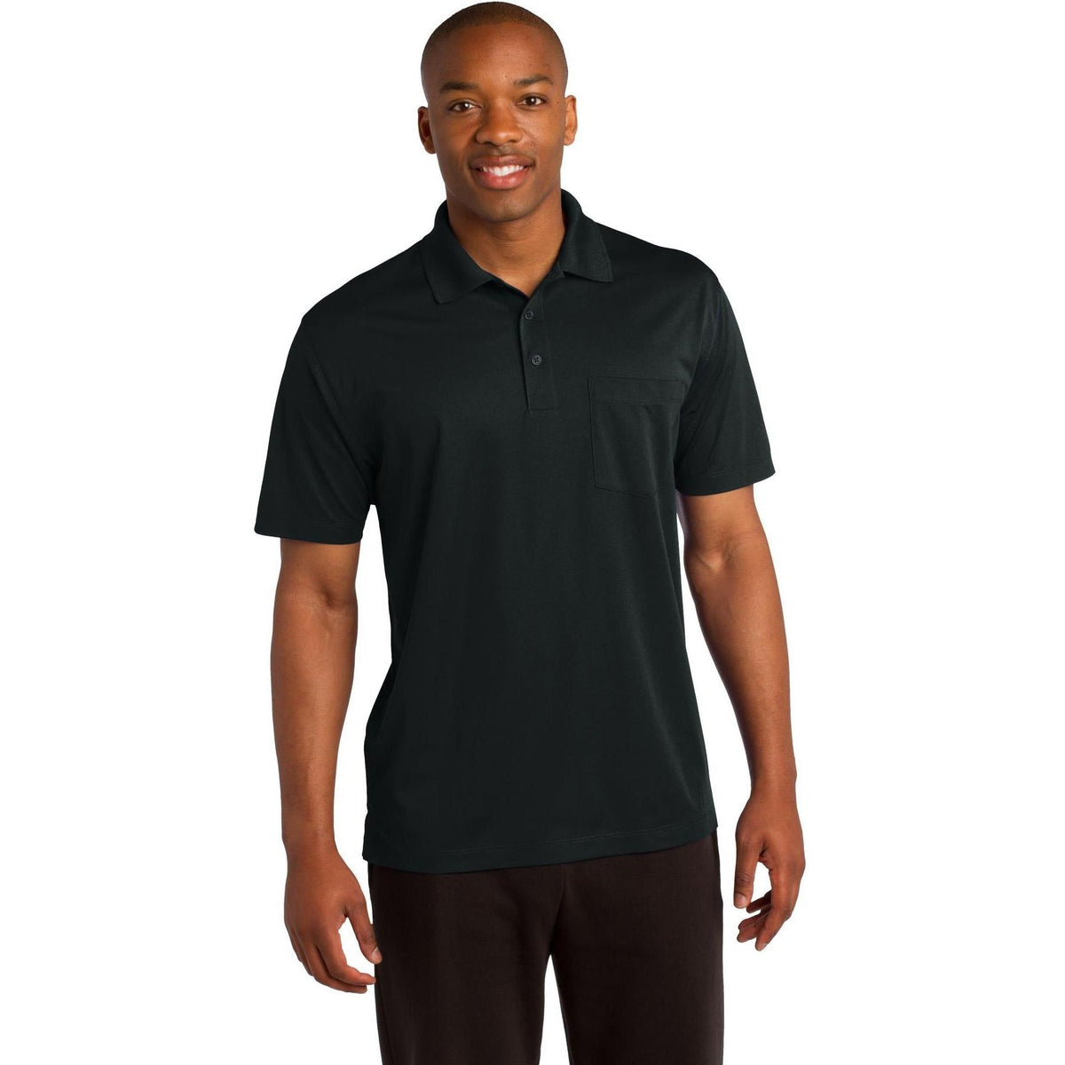 logo-left Sport-Tek Micropique Sport-Wick Pocket Polo-Regular-Sport-Tek-Black-S-Thread Logic
