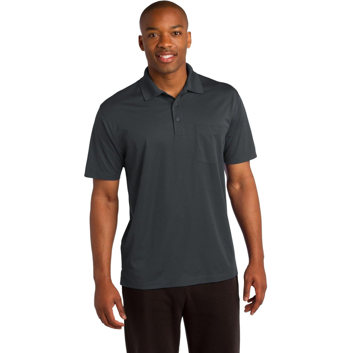 logo-left Sport-Tek Micropique Sport-Wick Pocket Polo-Regular-Sport-Tek-Iron Grey-S-Thread Logic