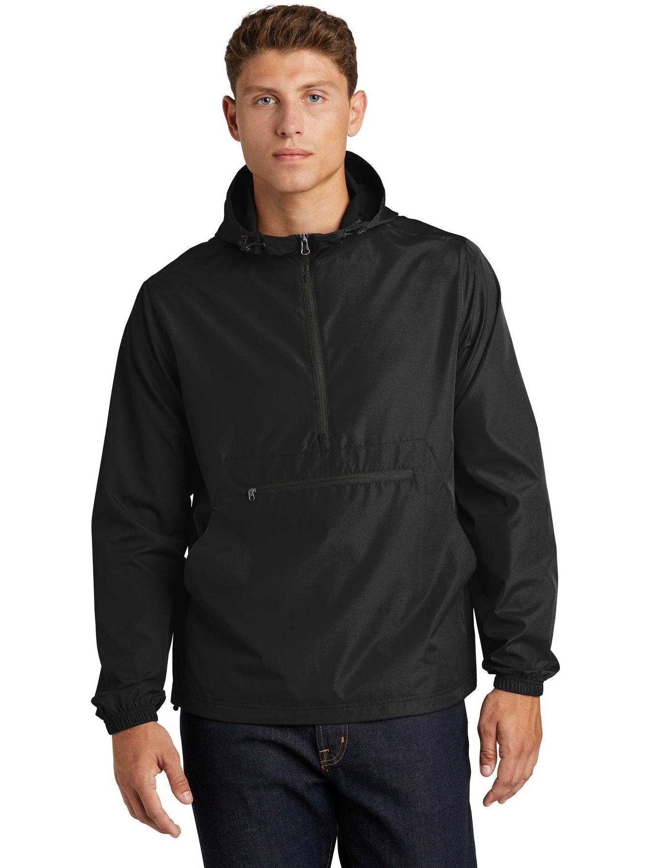Sport-Tek Packable Anorak-Regular-Sport-Tek-Black-S-Thread Logic