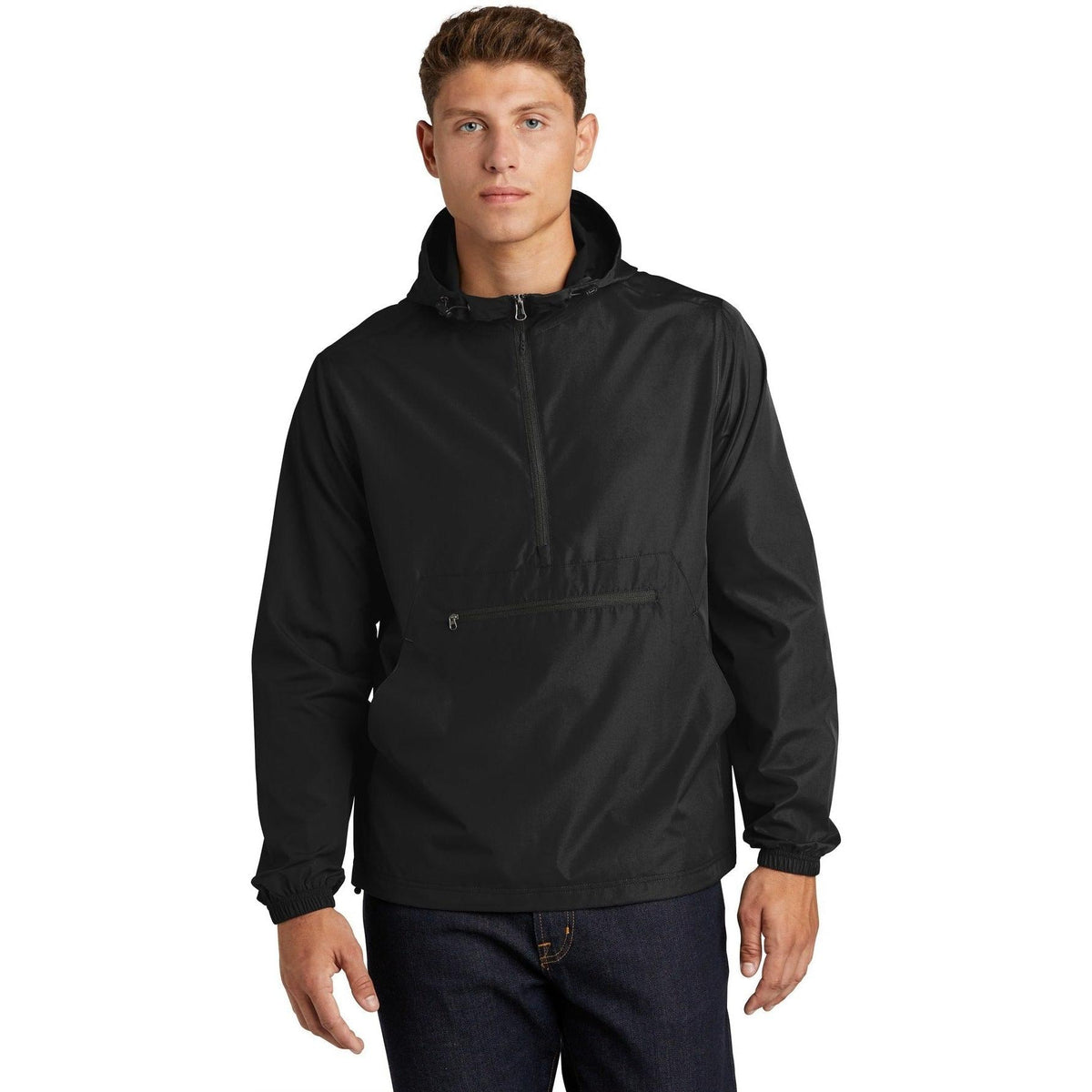 no-logo Sport-Tek Packable Anorak-Regular-Sport-Tek-Black-S-Thread Logic