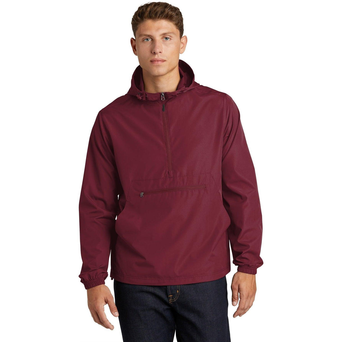 no-logo Sport-Tek Packable Anorak-Regular-Sport-Tek-Maroon-S-Thread Logic
