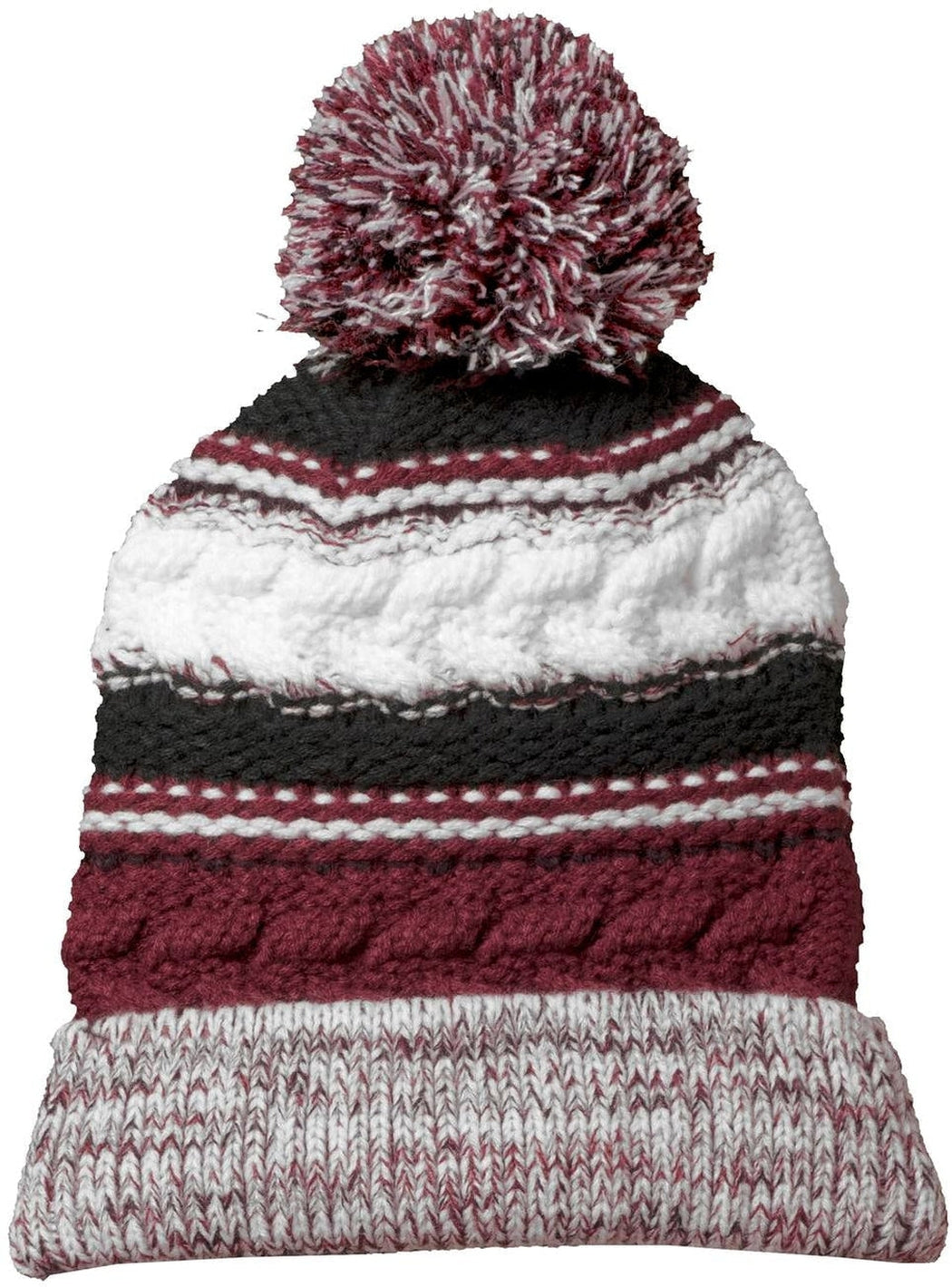 Sport-Tek Pom Pom Team Beanie-Regular-Sport-Tek-Maroon/Black/White-OSFA-Thread Logic